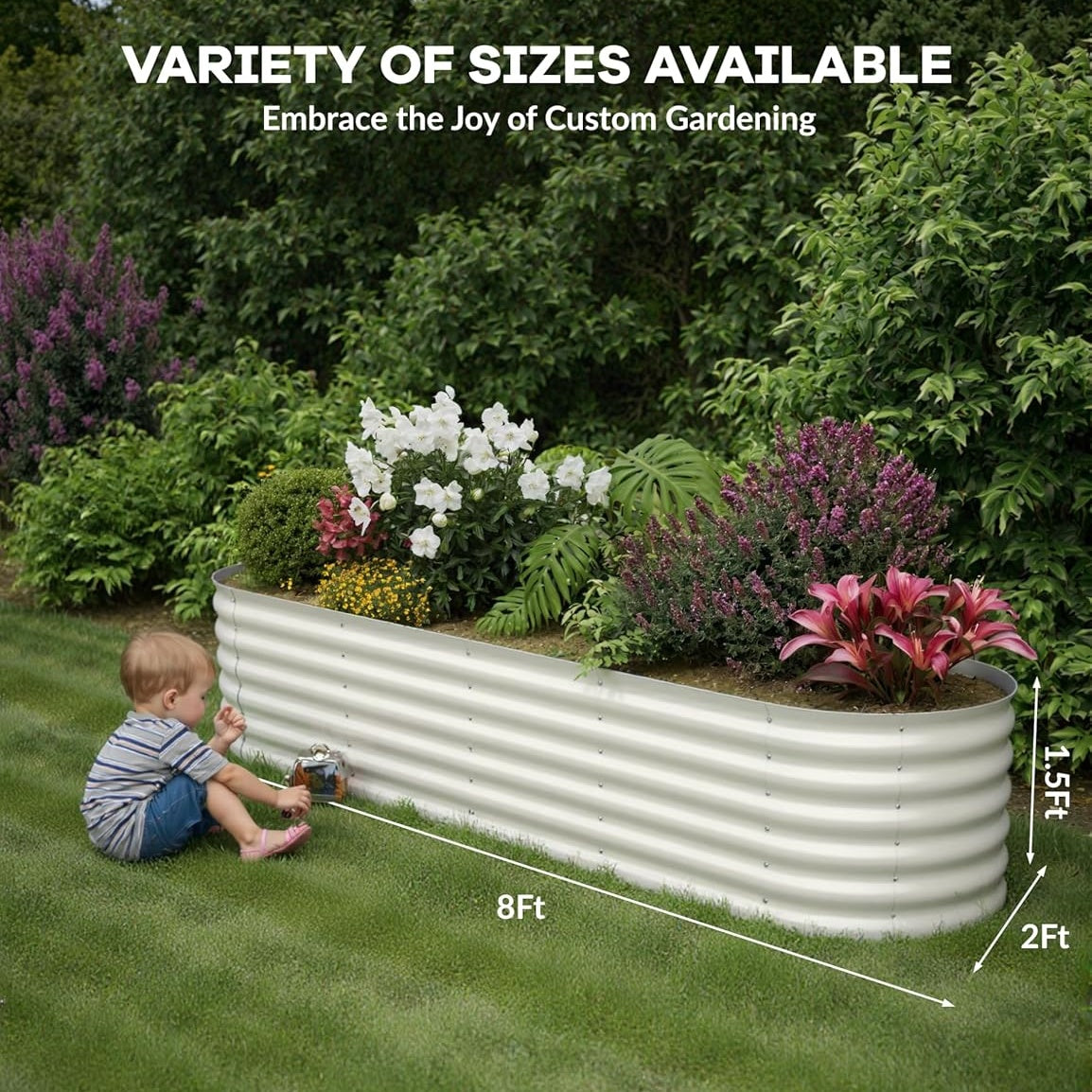 Garvee Elliptical feet Steel Planter Box, Raised Garden Bed