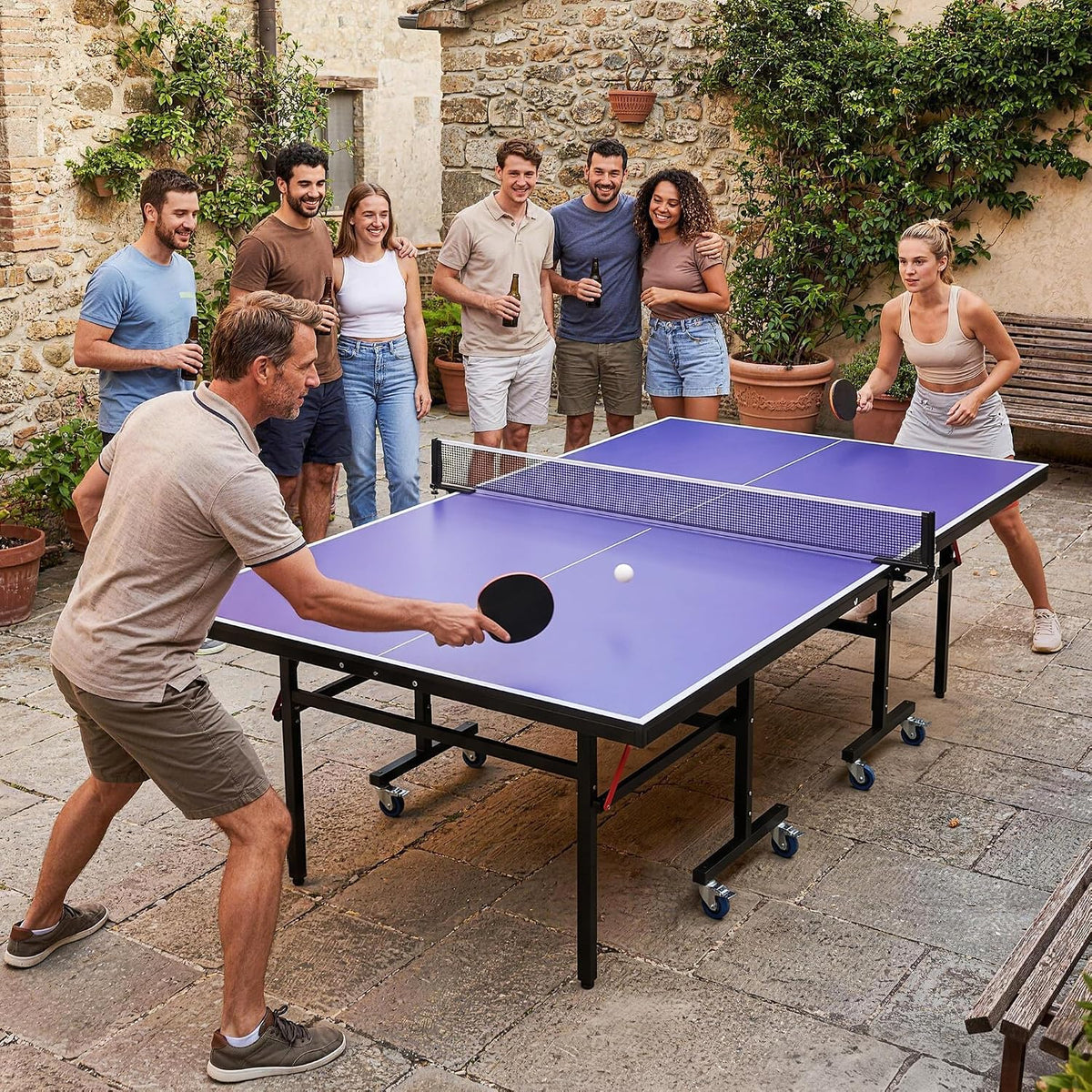 Riedhoff Portable Table Tennis Table with 2 Paddles & 3 Balls