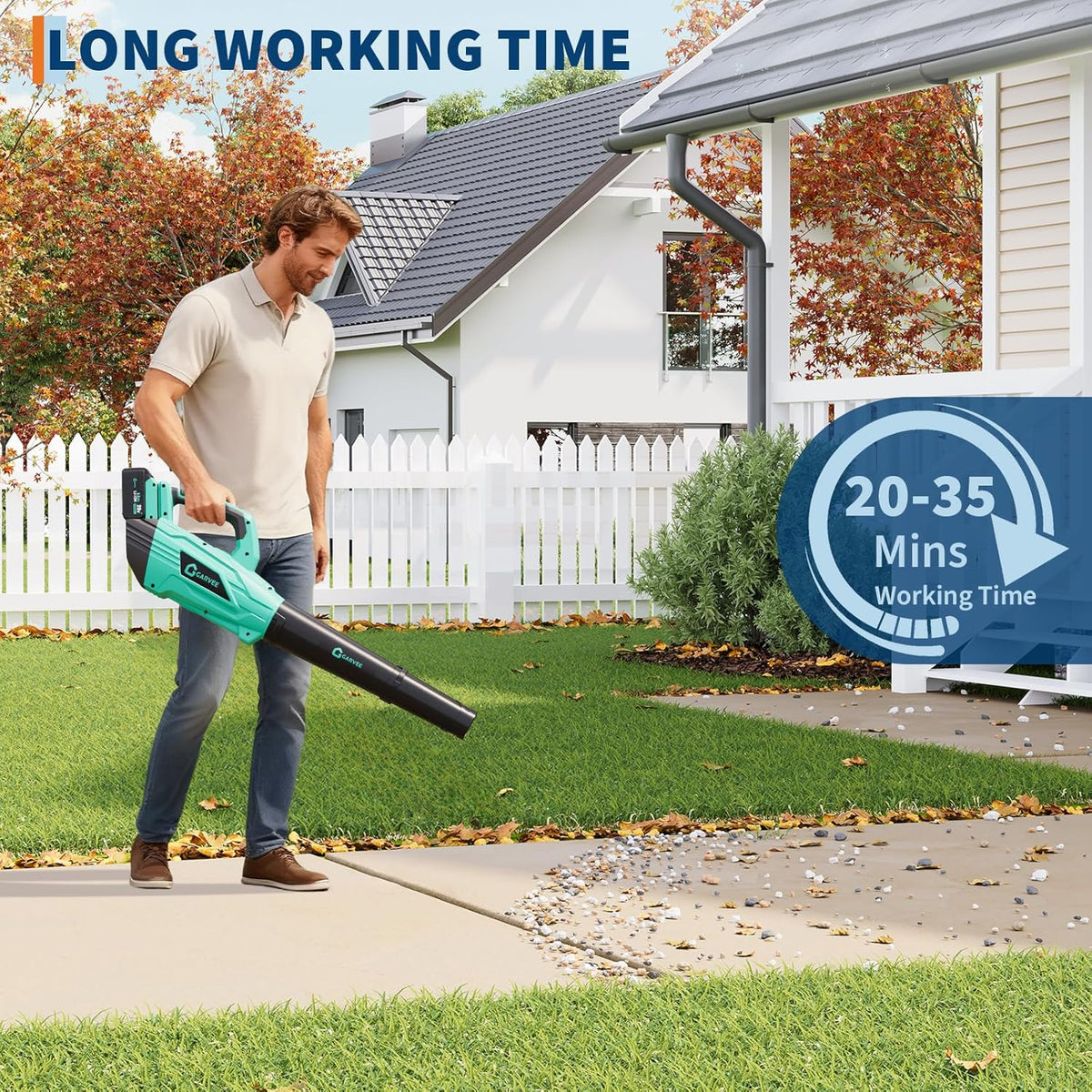 Riedhoff Handheld Leaf Blower, 20V 4.0 Ah Battery, 700 CFM & 2 Speed, Green