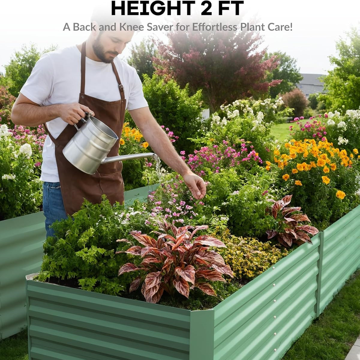 Riedhoff Steel Raised Garden Bed, Square Shape