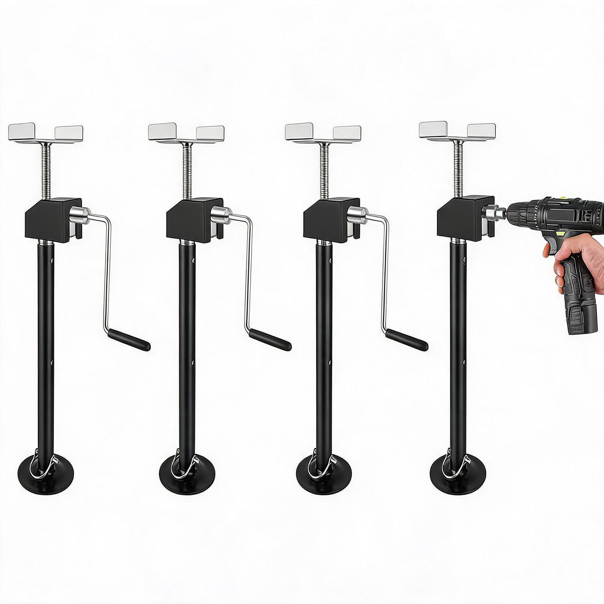 Riedhoff Steel RV Stabilizers, 20000 lbs, 21" to 34.25" Adjustable Height, 5.31" x 4.92" x 34.25", 4 Pack