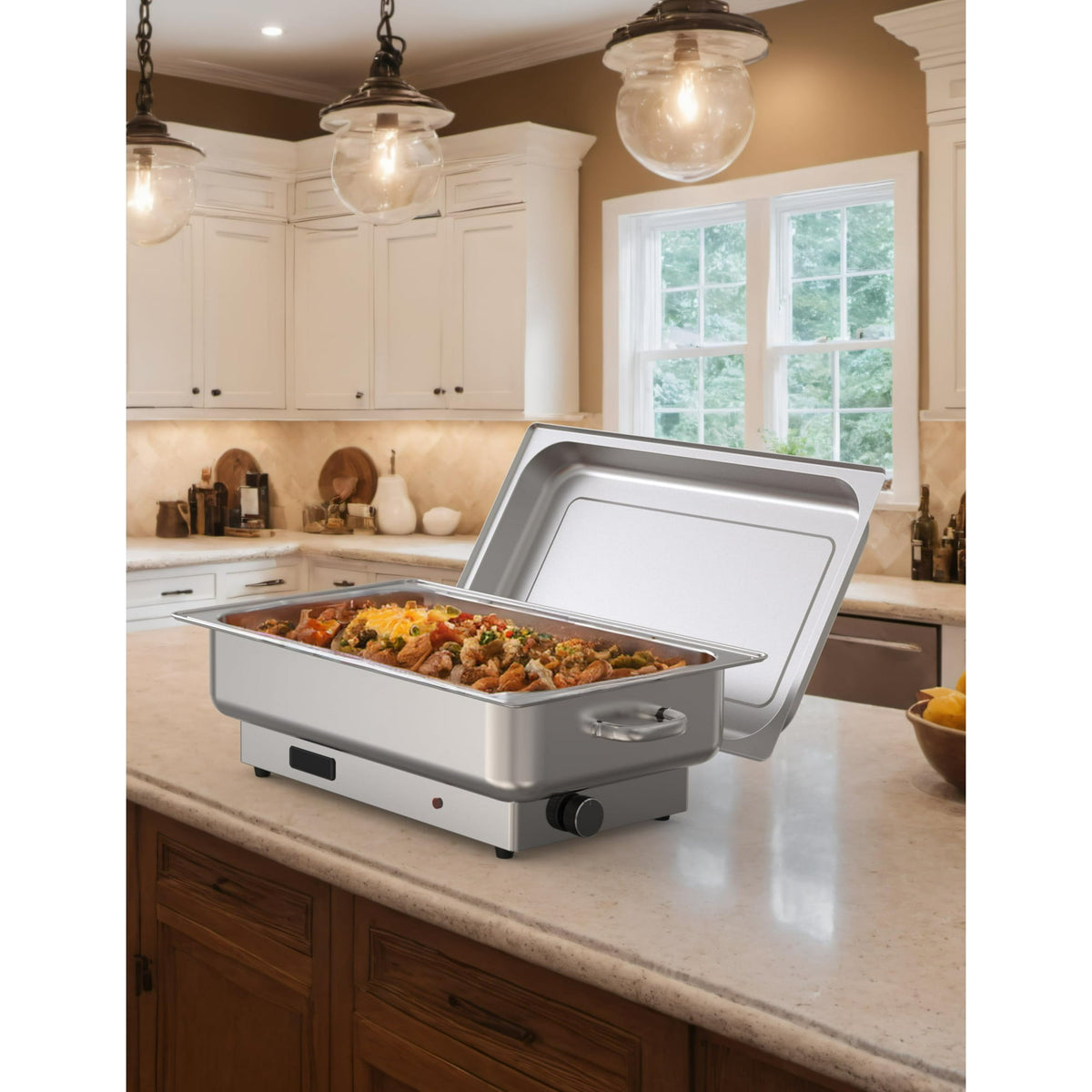 Garvee Electric Chafing Dish Buffet Set, 9 Qt, Stainless Steel, 2 Pack, Silver