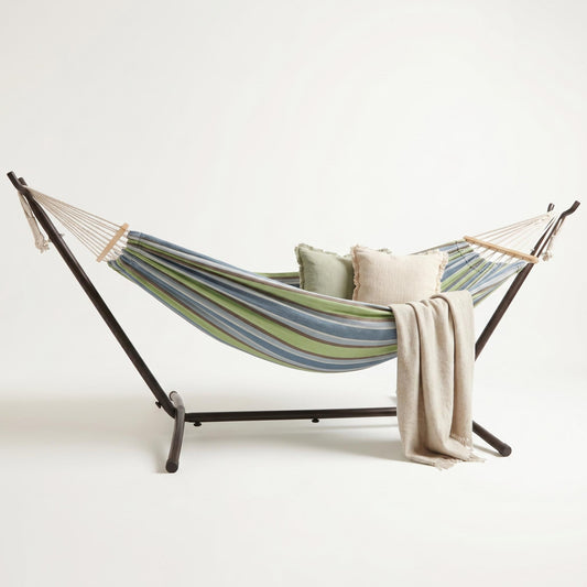 Riedhoff Double Hammock 107.5 x 42.9 x 39.3", for 2-Persons, with Steel Stand