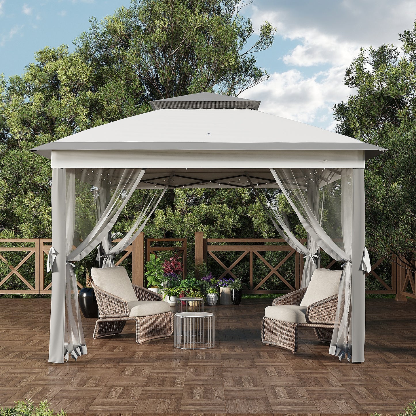 Garvee 10.82 x 10.82' Pop-Up Gazebo Tent, Adjustable Height with Mosquito Netting