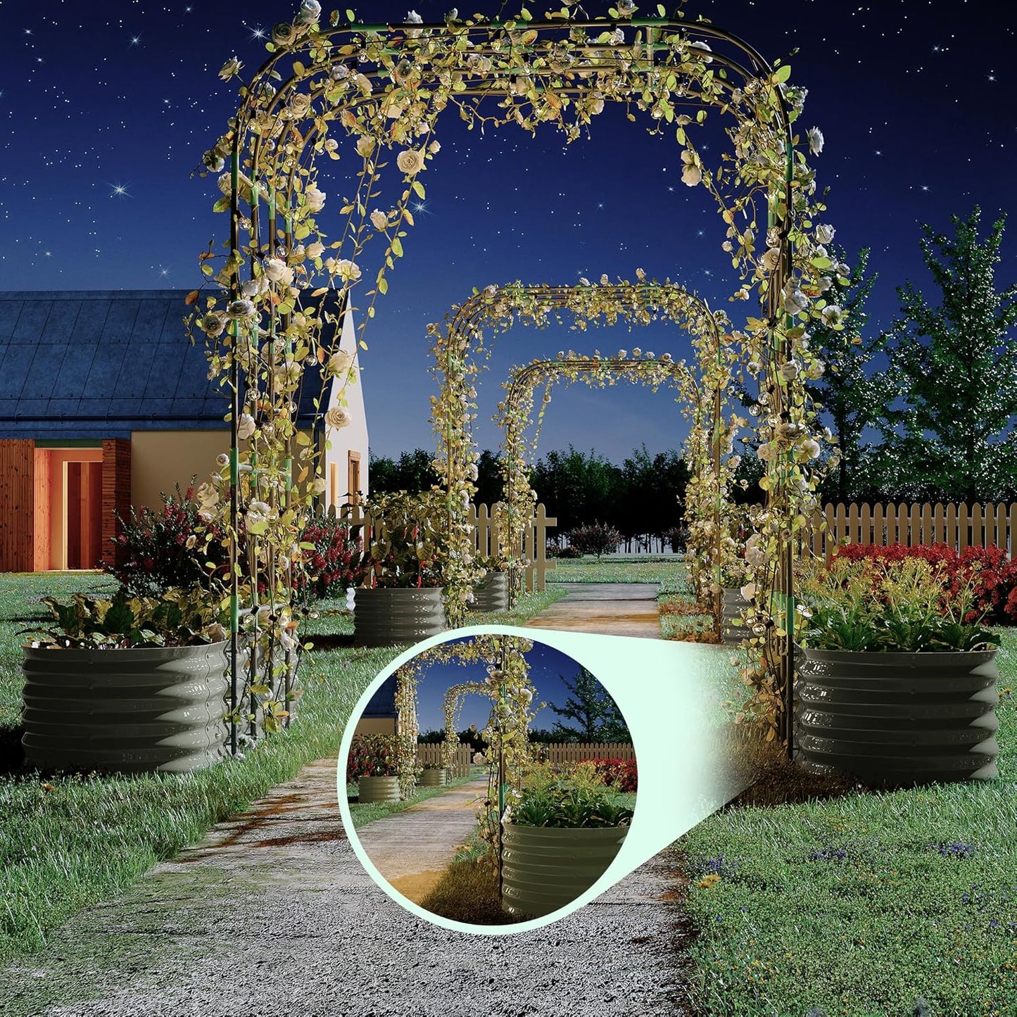 Goldensoil Raised Garden Bed with 95" H Tall Arch Trellis for Climbing Vegetables Flowers