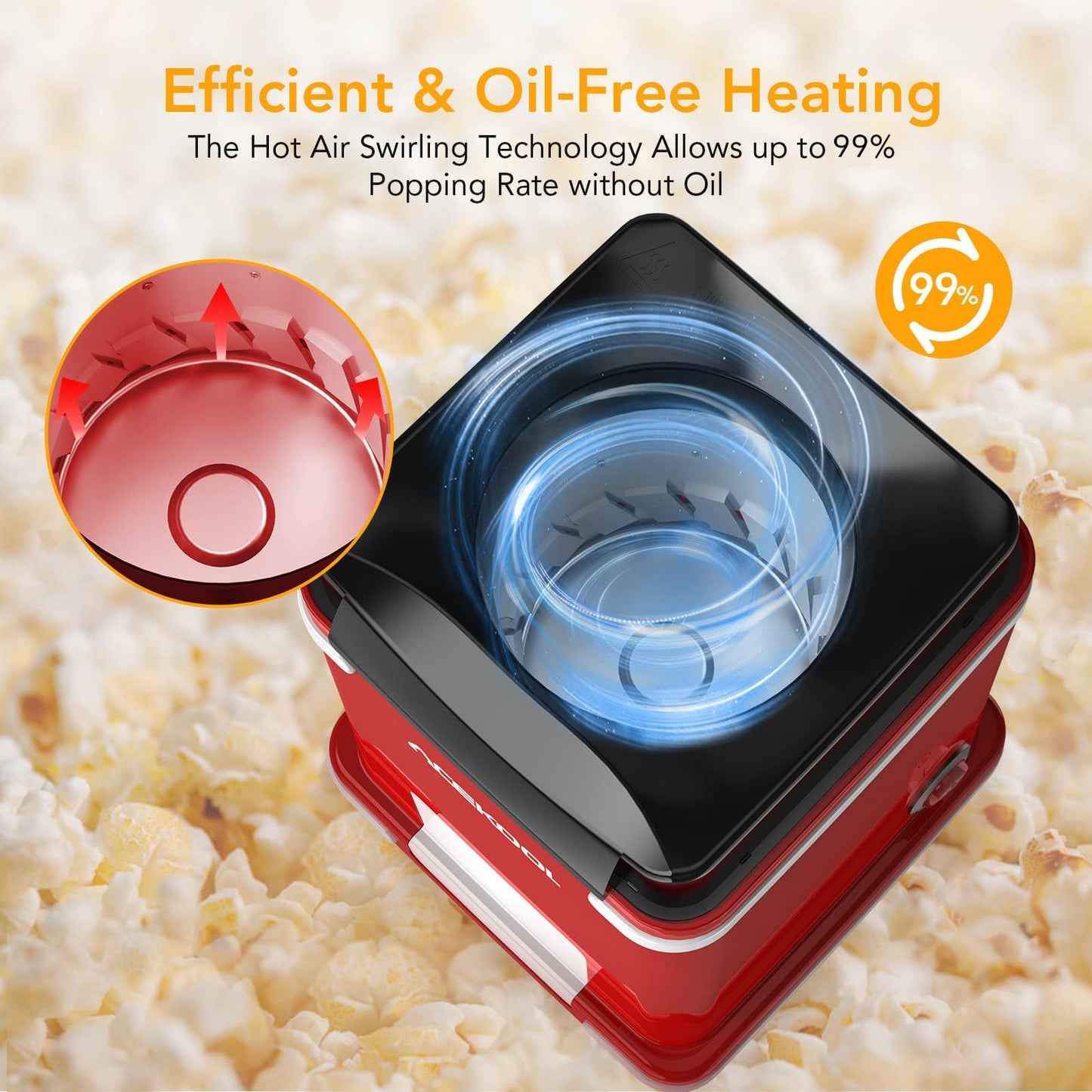 ACEKOOL Popcorn Maker PA1 No-Oil 2 Minutes Popcorn Machine