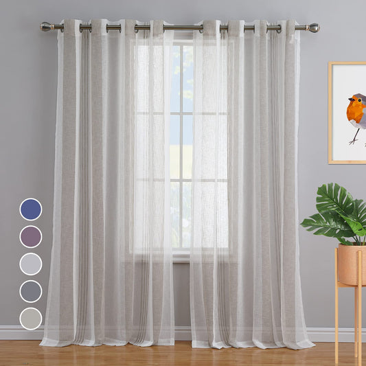 CAROMIO 52 inch W Sheer Curtains for Living Room Bedroom Beige 52 inch W x54 inch L