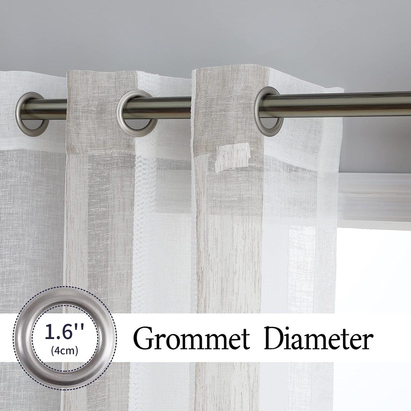 CAROMIO 52 inch W Sheer Curtains for Living Room Bedroom Beige 52 inch W x54 inch L