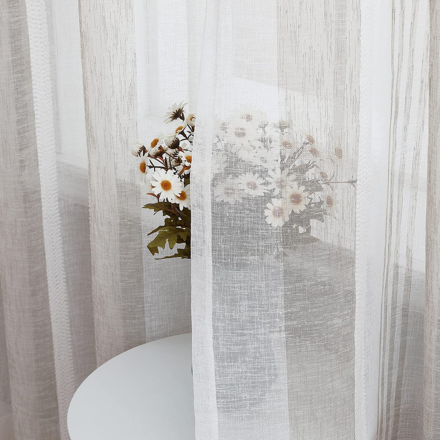 CAROMIO 52 inch W Sheer Curtains for Living Room Bedroom Beige 52 inch W x95 inch L
