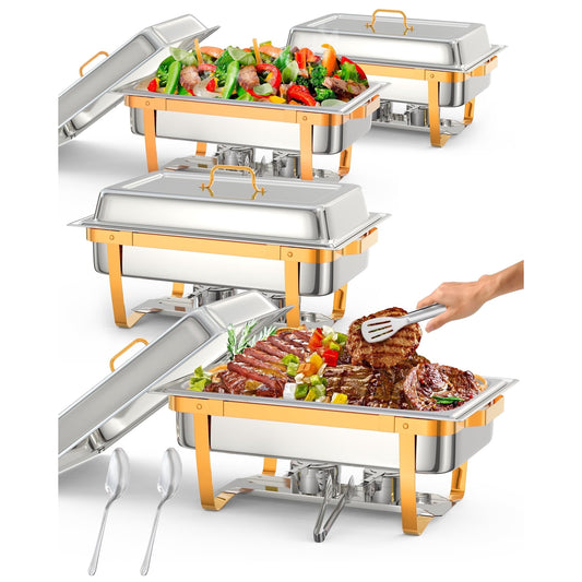 Garvee Electric Hot Pot 8 Qt Chafing Dishes with Buffet Lid Holder, Spoon and Tweezers