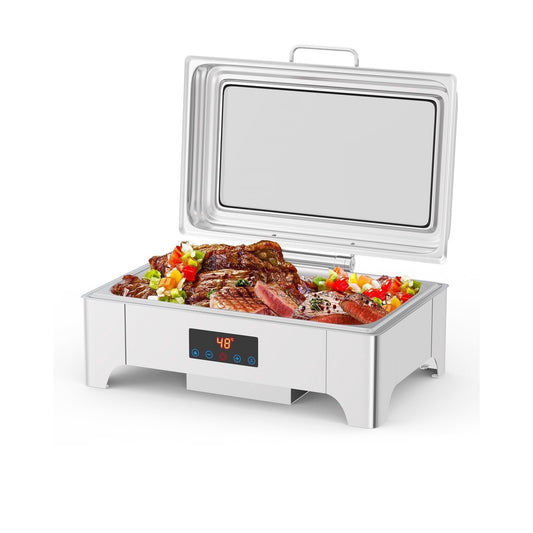 Garvee 400W Electric Hot Pot Chafing Dish Set, 9 Qt, 1 Full Size Chafing Server Dish and Glass Window
