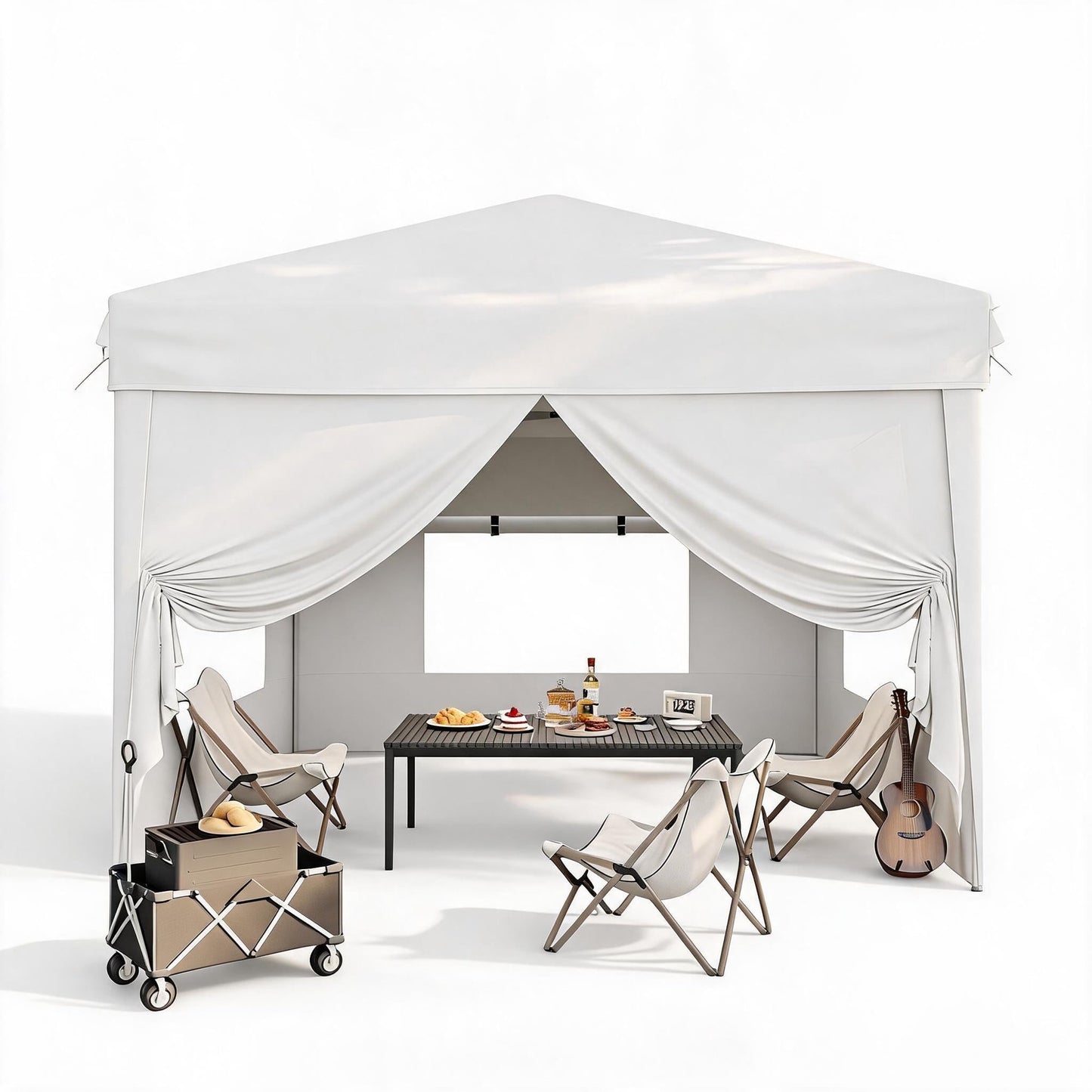 Garvee 10 x 10 ft Pop up Canopy Tent with 4 Sidewalls, 3 Adjustable Heights, White