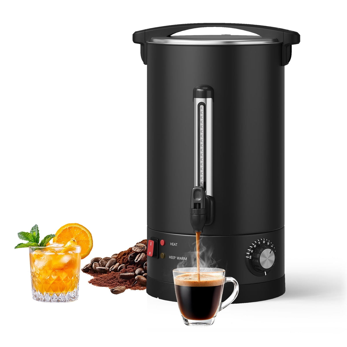 Garvee Stainless Steel Commercial Coffee Urn, Hot Water Dispenser, Black