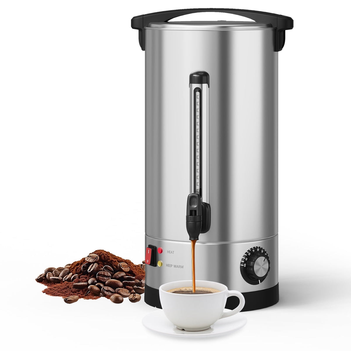 Garvee Stainless Steel Brew Commercial Coffee Urn, Hot Water Dispenser, Silver