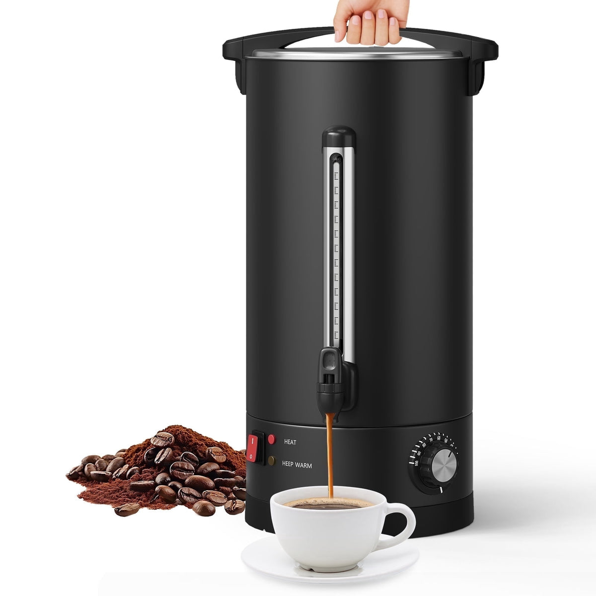 Garvee Stainless Steel Commercial Coffee Urn, Hot Water Dispenser, Black