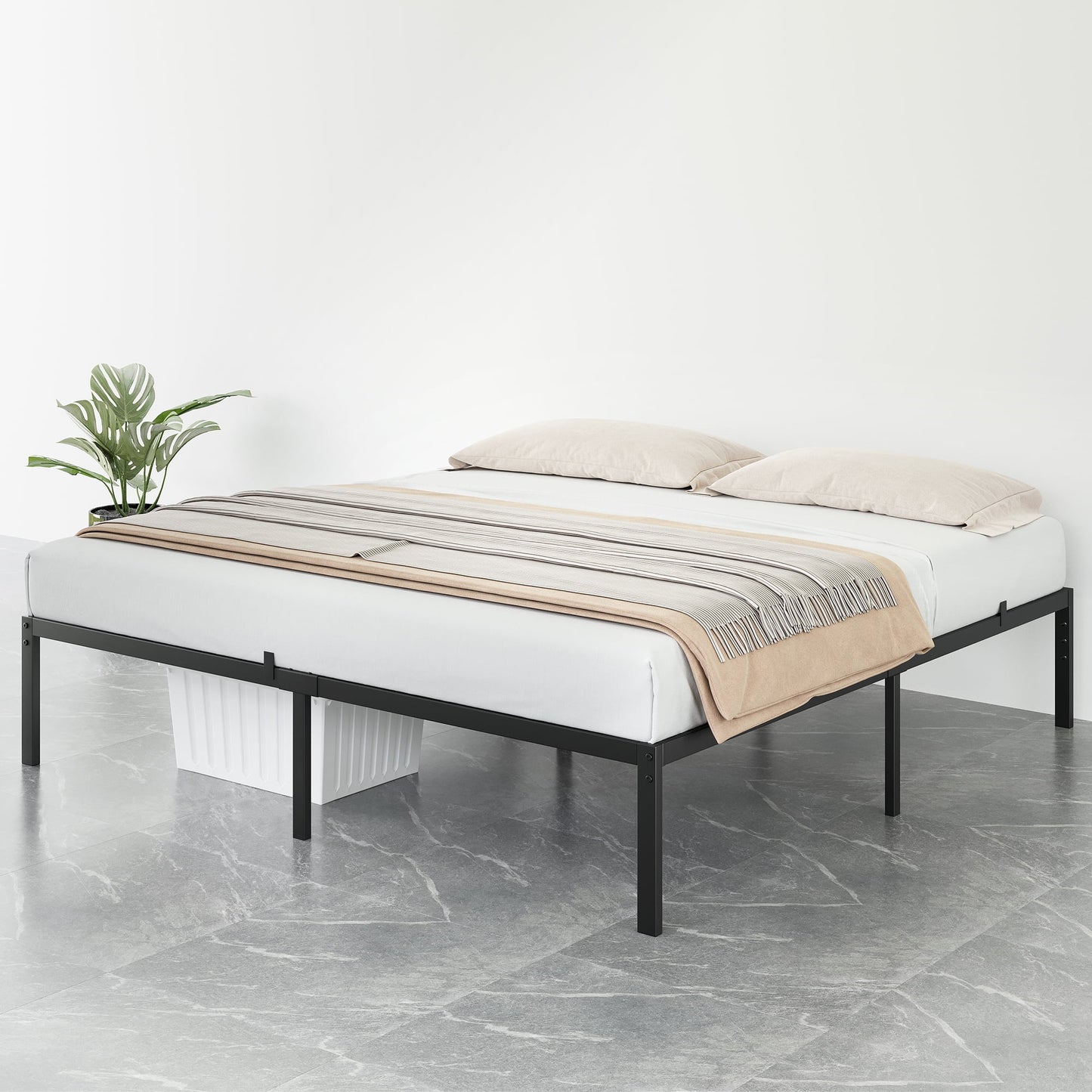 Garvee 6" Queen Size Bed Frame, Low Profile, Support Mattress Foundation, Black