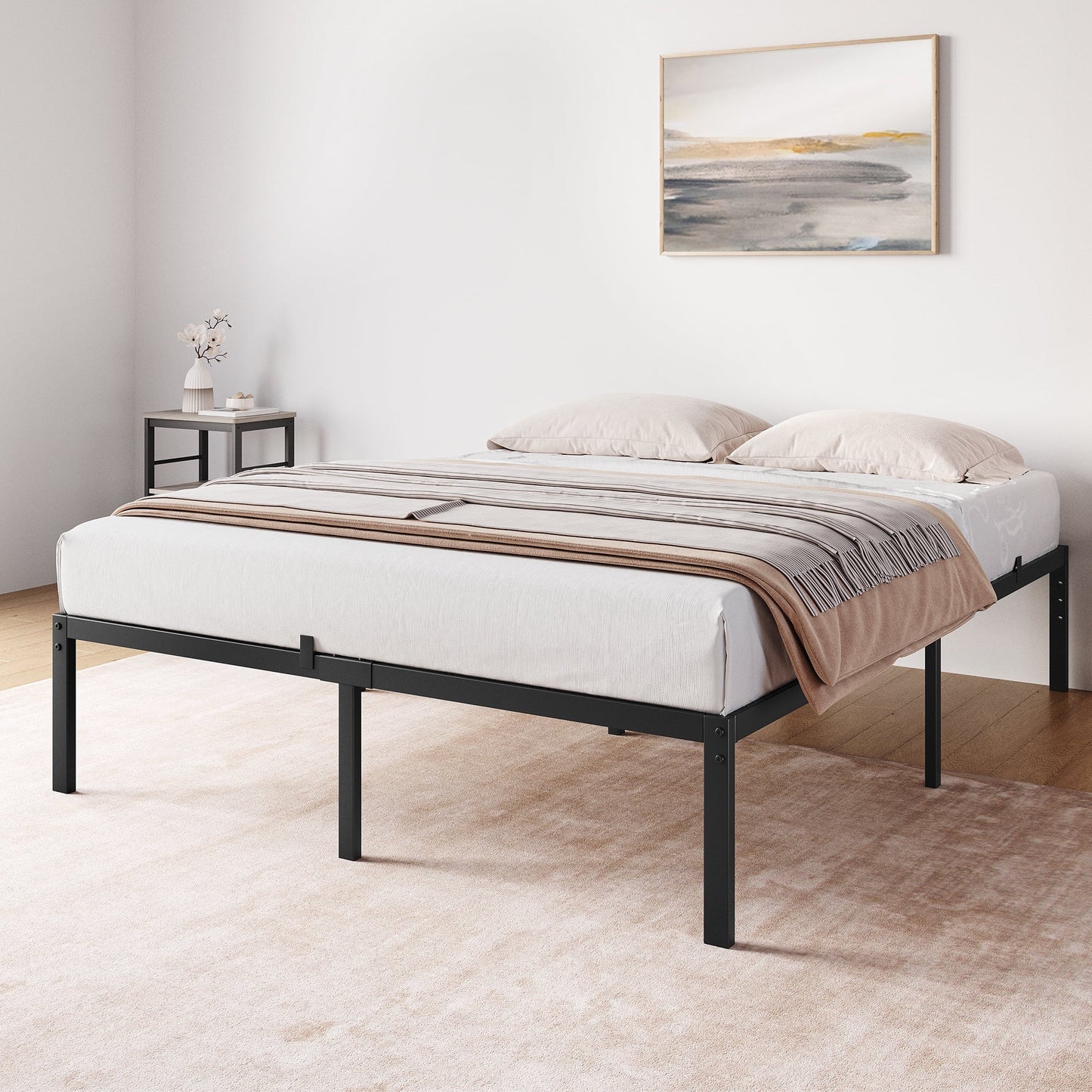 Garvee 6" Queen Size Bed Frame, Low Profile, Support Mattress Foundation, Black