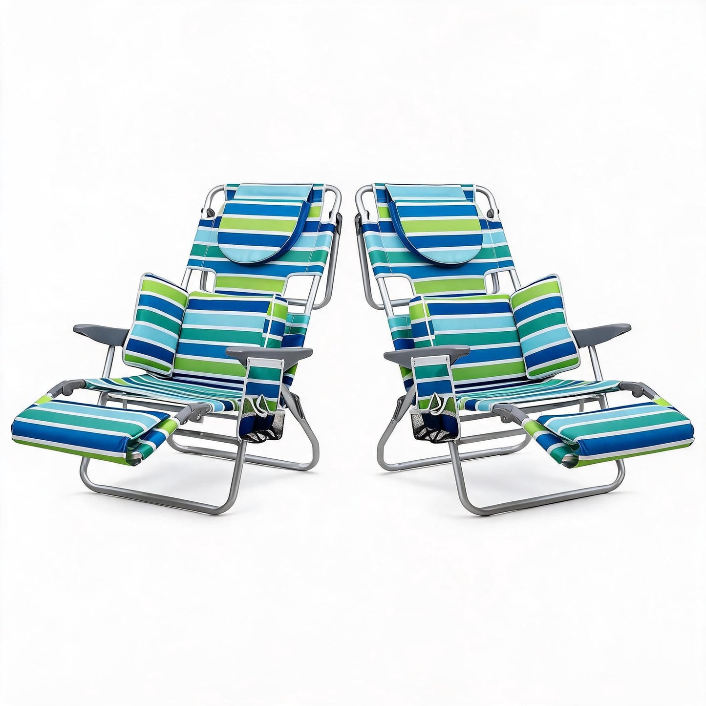 Garvee Folding Beach Reclining Lounge Chair with Footrest, Face Hole,Storage Pocket,Headrest