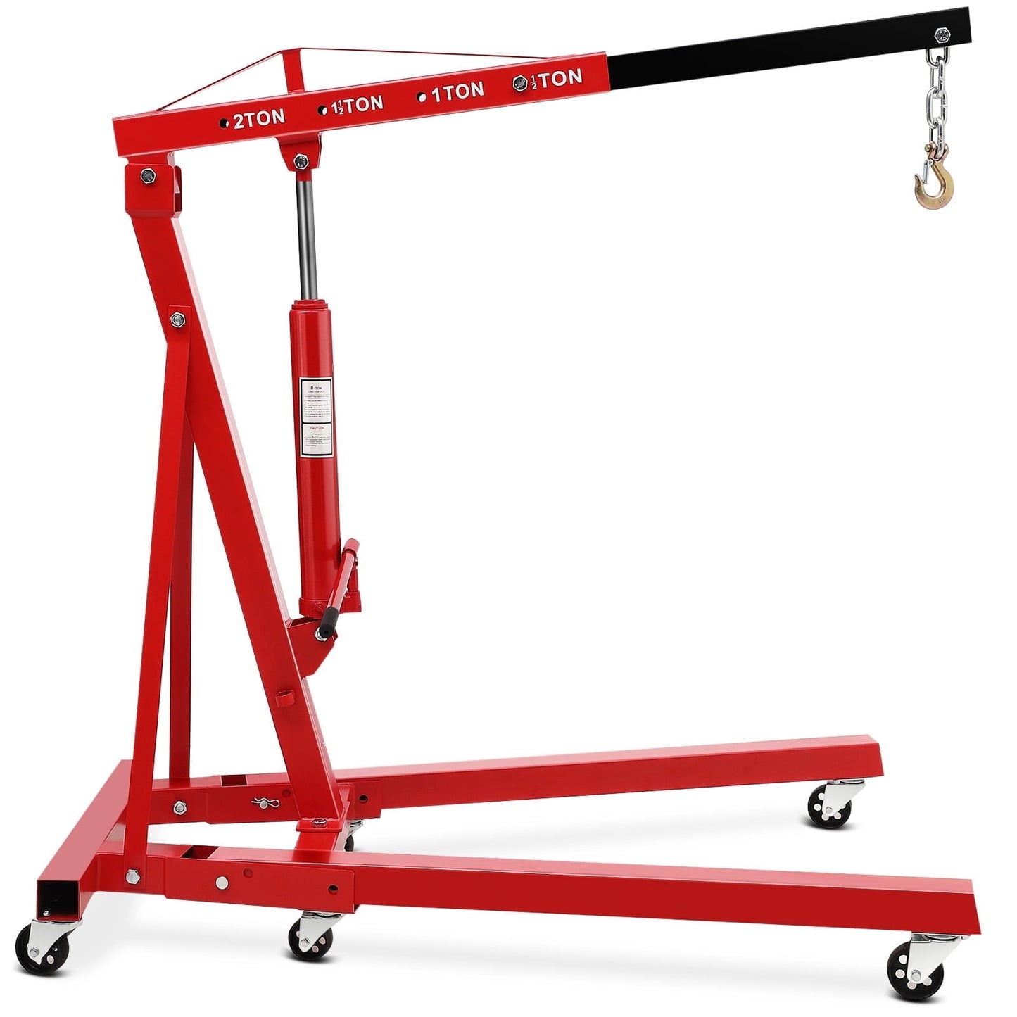 Garvee Folding Engine Lifting Hoist 4000 Lb Max, 6 Steel Caster Wheels Telescopic Boom Hitch, Red
