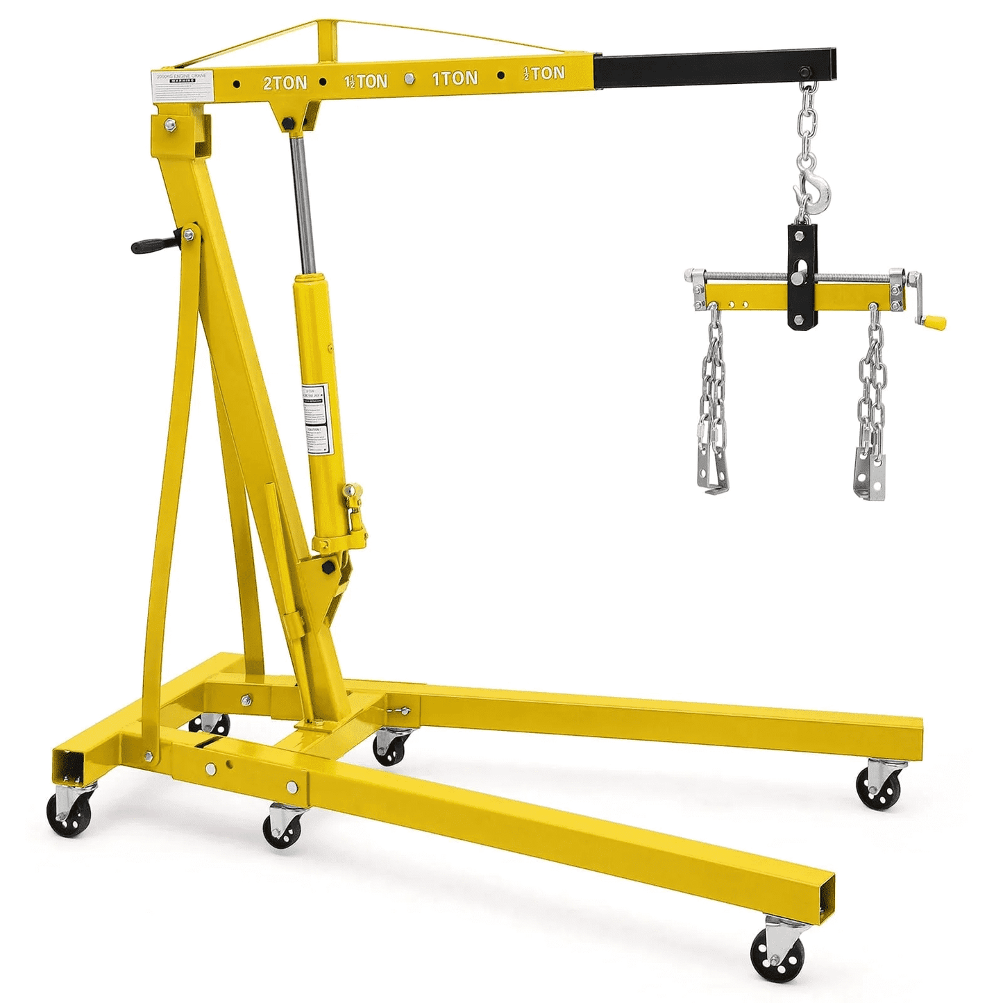 Garvee 2 Ton Folding Engine Hoist with Lever and 6 Casters, Heavy Duty, Yellow