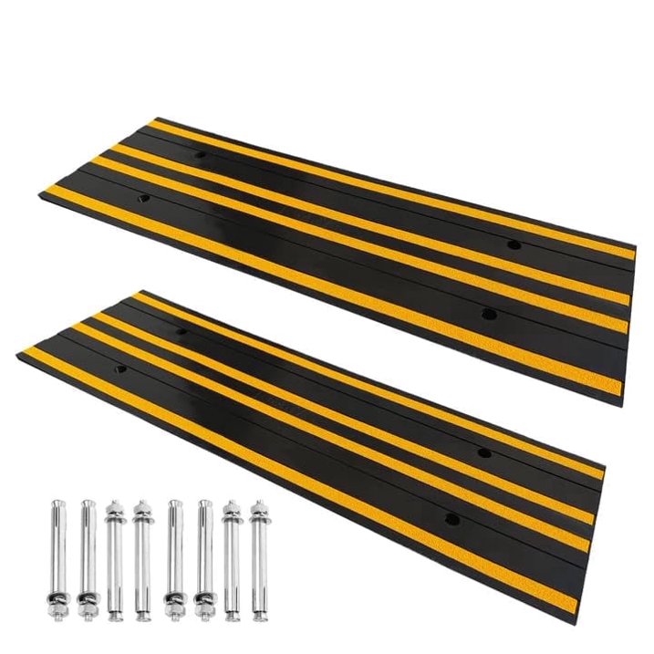 Garvee 48" Heavy Duty Rubber Curb Ramp, Low Profile Threshold Ramp, 2.6 inch Rise, Black