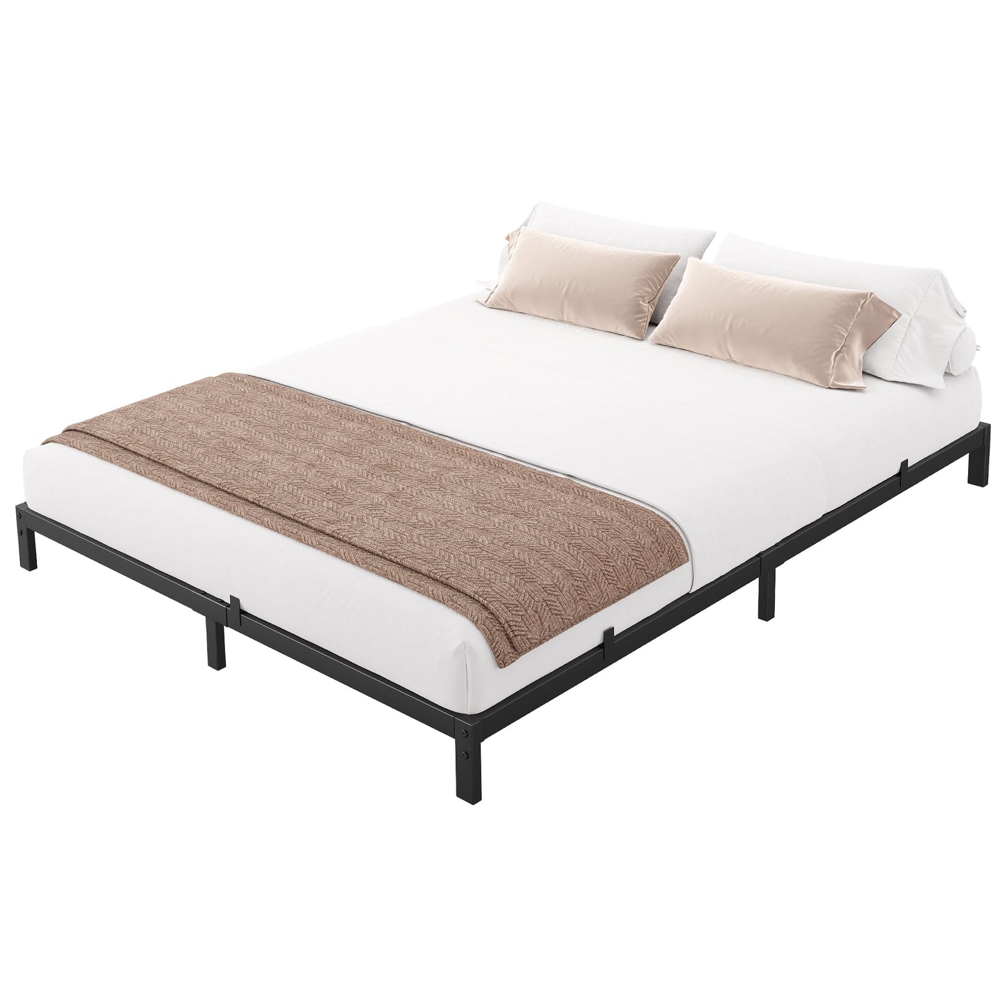 Garvee 6" Queen Size Bed Frame, Low Profile, Support Mattress Foundation, Black