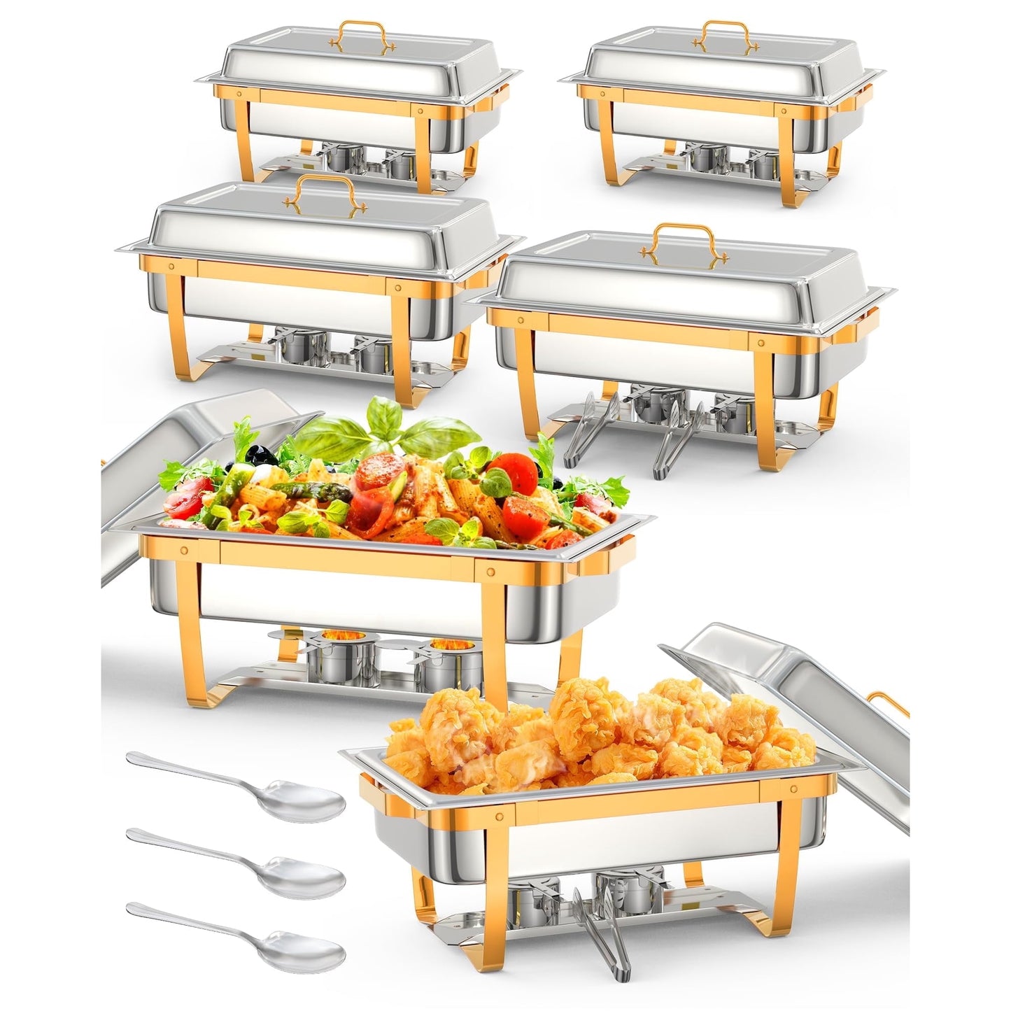 Garvee Electric Hot Pot 8 Qt Chafing Dishes with Buffet Lid Holder, Spoon and Tweezers
