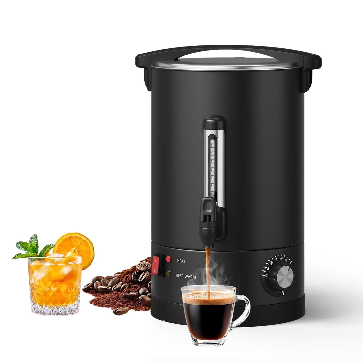 Garvee Stainless Steel Commercial Coffee Urn, Hot Water Dispenser, Black