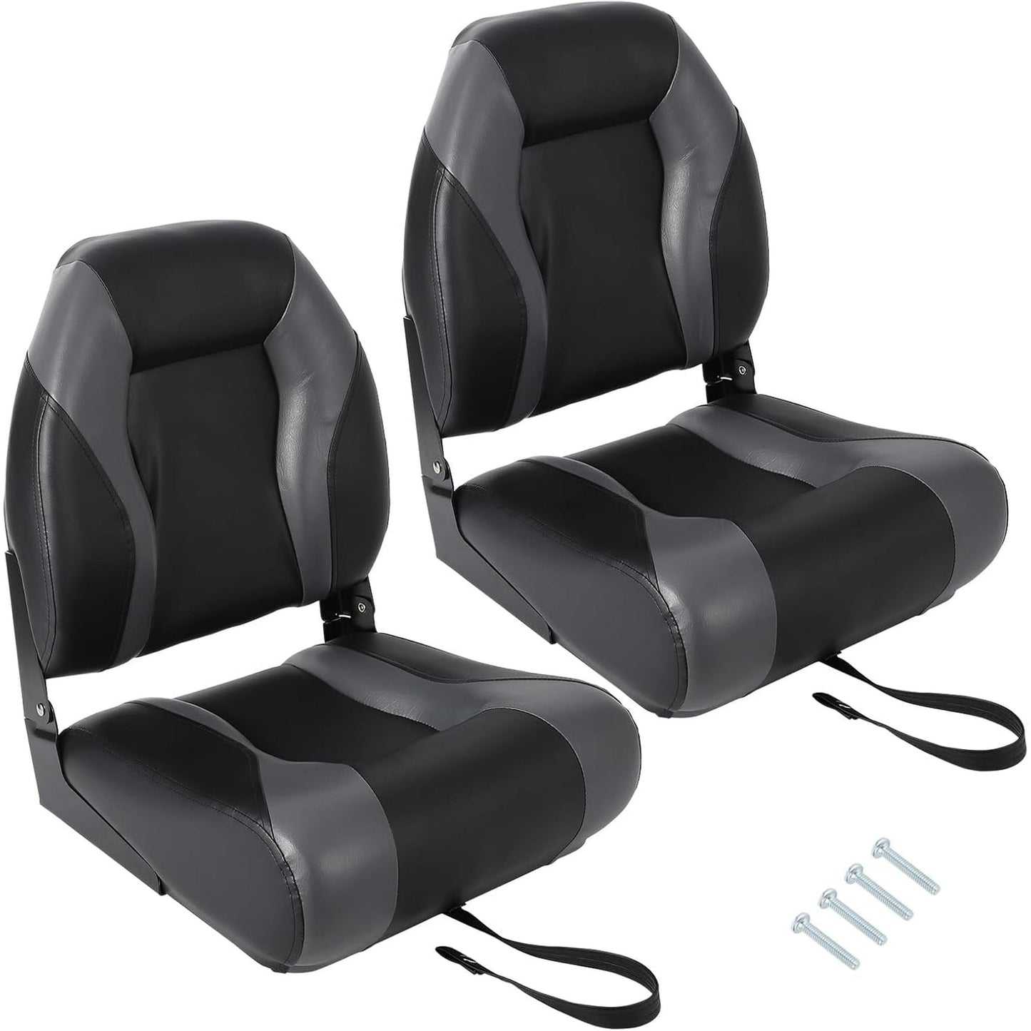 Garvee Folding Boat Seats, High Back, 2 Pack, Thick Sponge Padding and Hinge