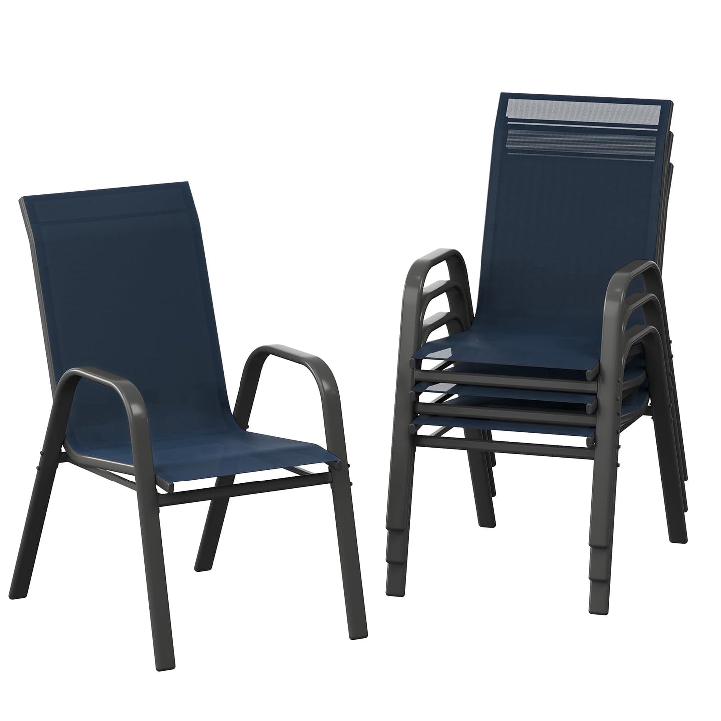 Garvee Stackable Patio Dining Chairs Set of 4, Metal and Textilene for Lawn Poolside