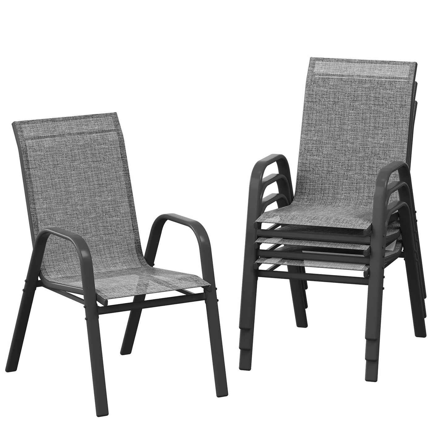 Garvee Stackable Patio Dining Chairs Set of 4, Metal and Textilene for Lawn Poolside