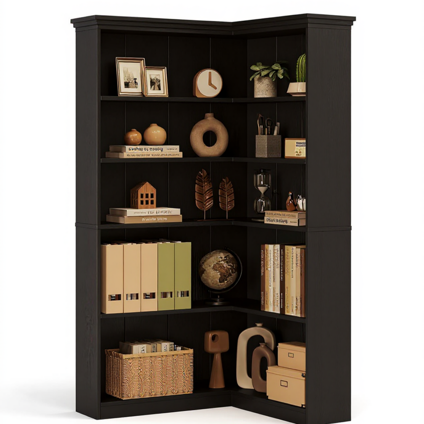 Garvee Large 5-Tier L-Shaped Corner Bookshelf, 35.5 x 35.5 x 72.8"