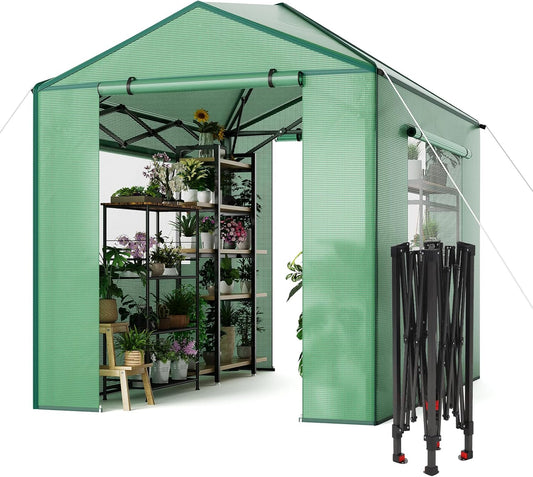 Garvee Pop up Walk-in Greenhouse, for Garden Patio Backyard, Green