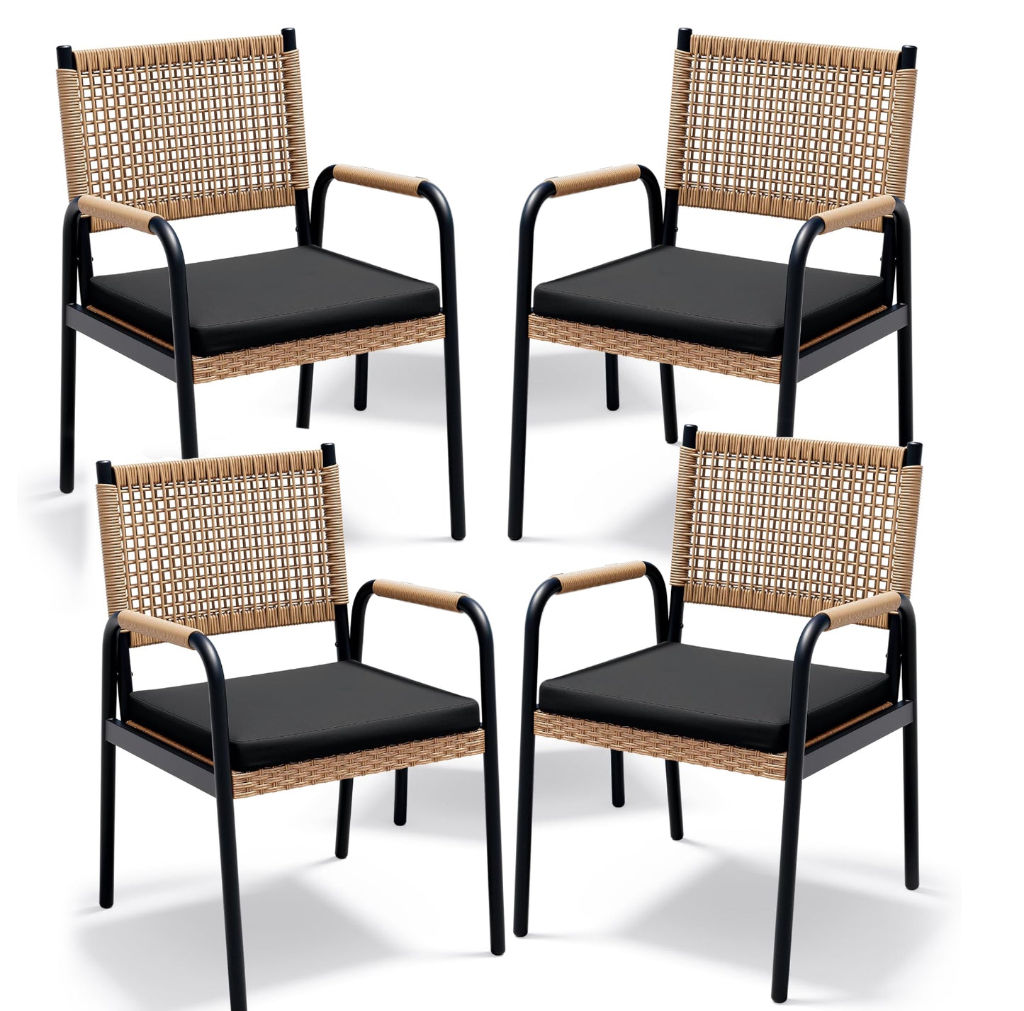 Riedhoff Outdoor Patio Dining Chair Set of 4, with 1.18" Cushions and Armrest