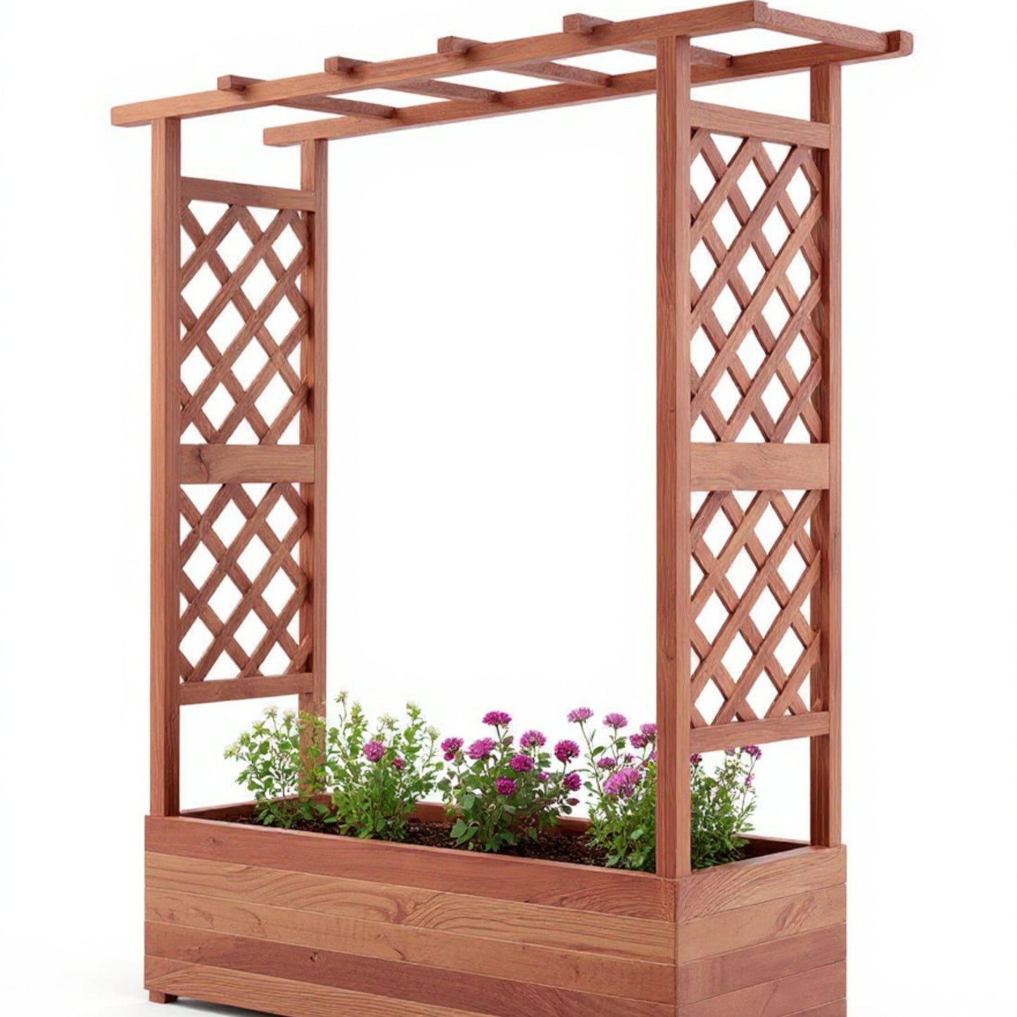 Riedhoff Wooden Raised Garden Bed with Trellis, Hanging Roof & Side Trellis