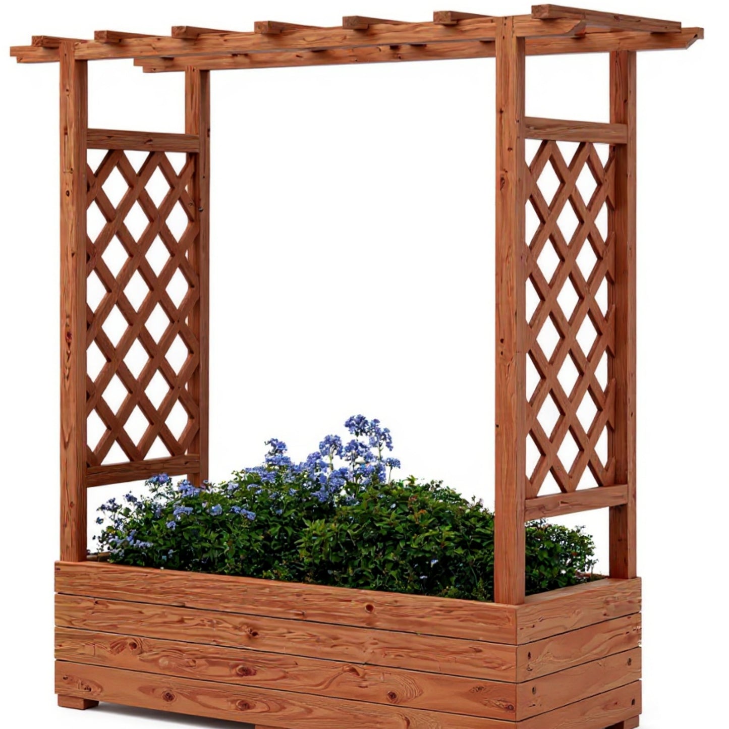 Riedhoff Wooden Raised Garden Bed with Trellis, Hanging Roof & Side Trellis