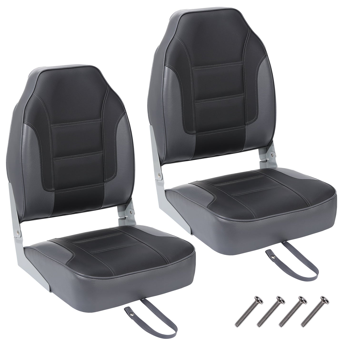 Garvee Folding Boat Seats, High Back, 2 Pack, Thick Sponge Padding and Hinge