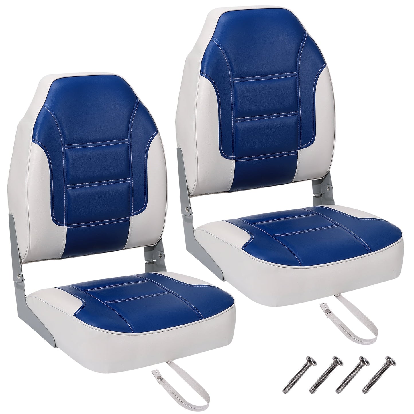 Garvee Folding Boat Seats, High Back, 2 Pack, Thick Sponge Padding and Hinge