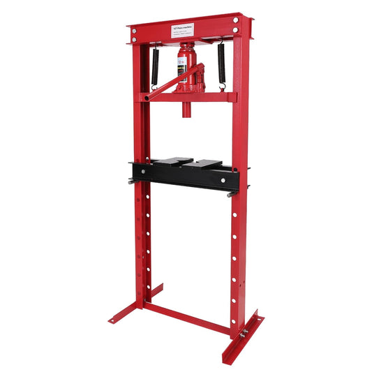 Goldensoil Hydraulic 12 Ton H-Frame Garage Floor Adjustable Shop Press with Plates for Car Repair,Red