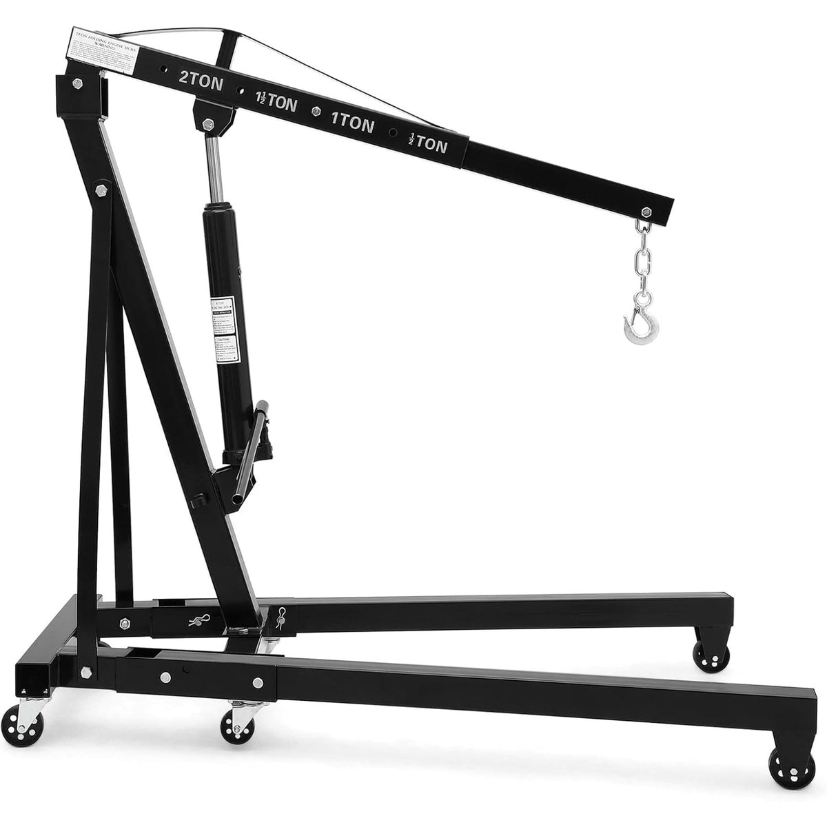 Riedhoff Hydraulic Engine Hoist, 2 Ton Max, Cherry Picker, 4400 lbs, No Lever, Black