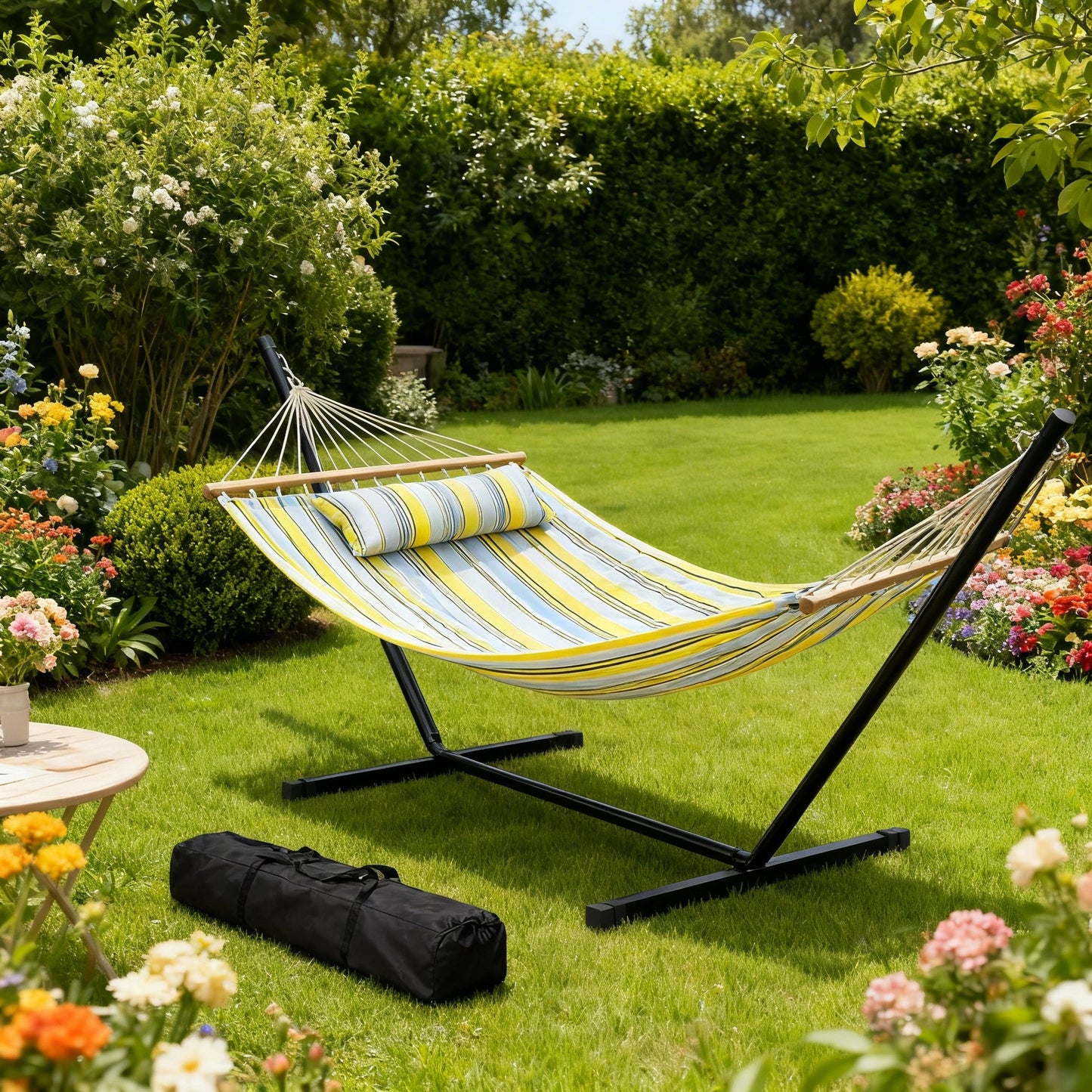 Garvee Double Hammock with Stand, Heavy Duty with Balance Rope