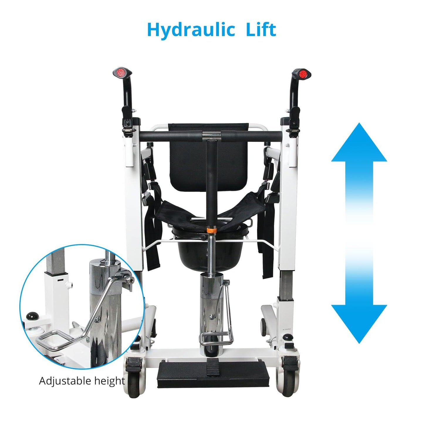 Goldensoil Hydraulic Patient Lift Chair, with 2 Cushions, 220 lb Capacity, White