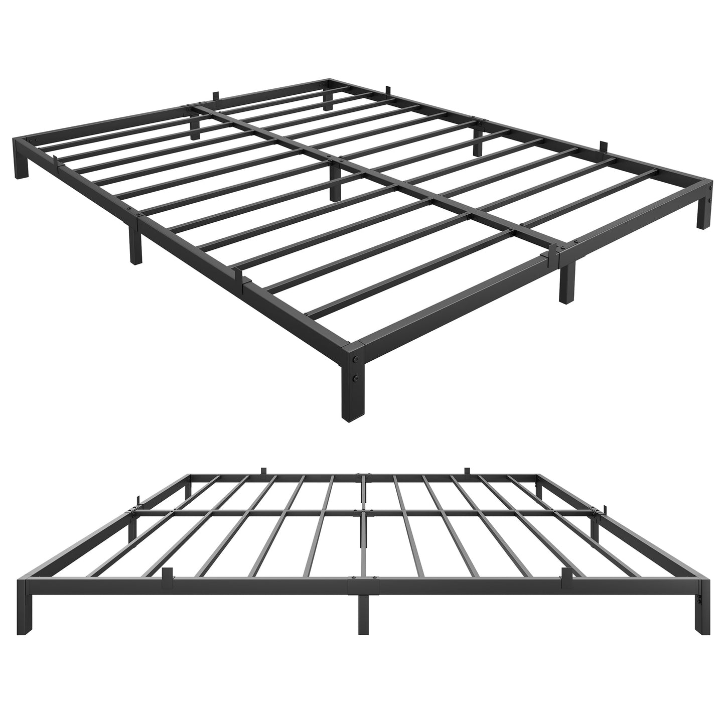 Garvee 6" Queen Size Bed Frame, Low Profile, Support Mattress Foundation, Black