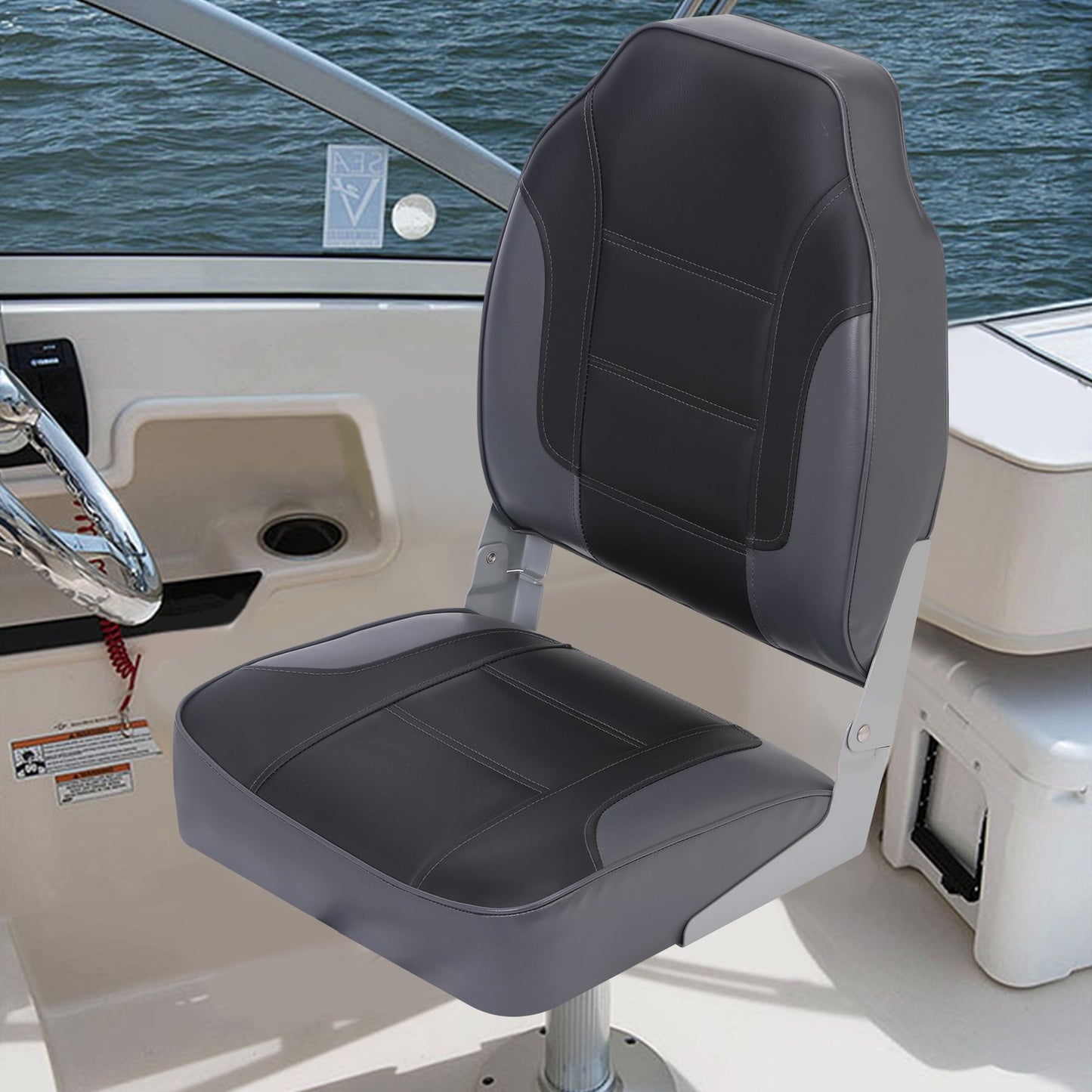 Garvee Folding Boat Seats, High Back, 2 Pack, Thick Sponge Padding and Hinge