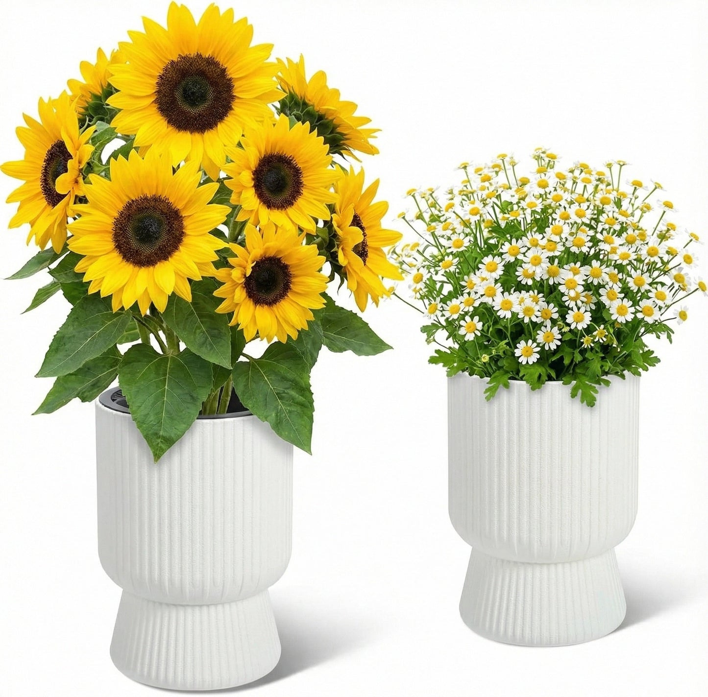 Riedhoff 14.2" Planters Pots Set of 2, with Inner Bucket & Water Level Monitor