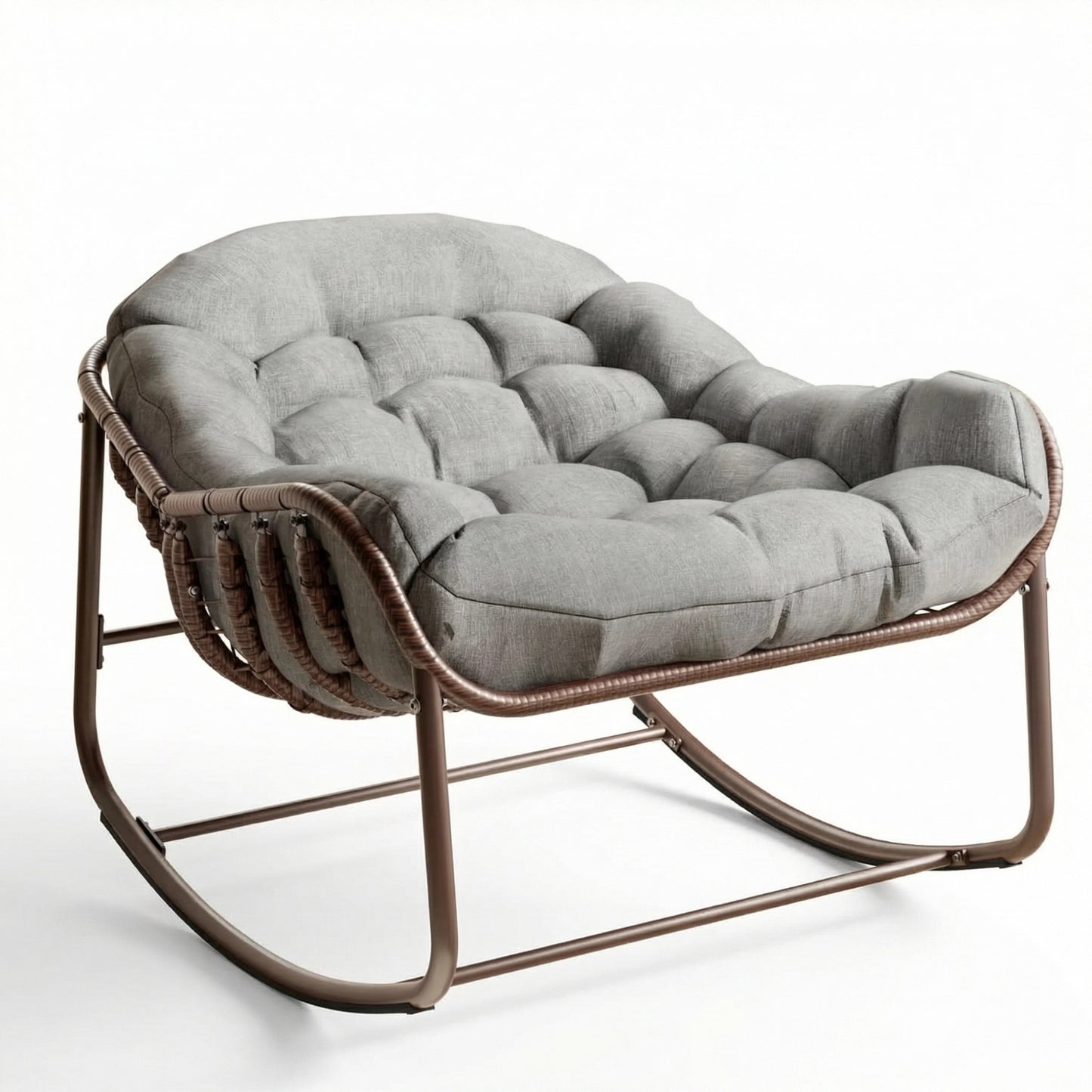 Garvee Outdoor Rocking Chair with Cushion, 36.6 x 33 x 25.2", Oversized Papasan Rocker