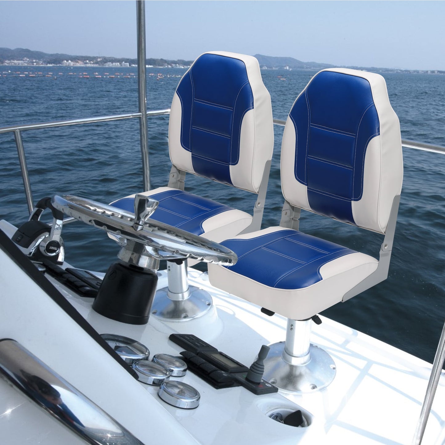 Garvee Folding Boat Seats, High Back, 2 Pack, Thick Sponge Padding and Hinge