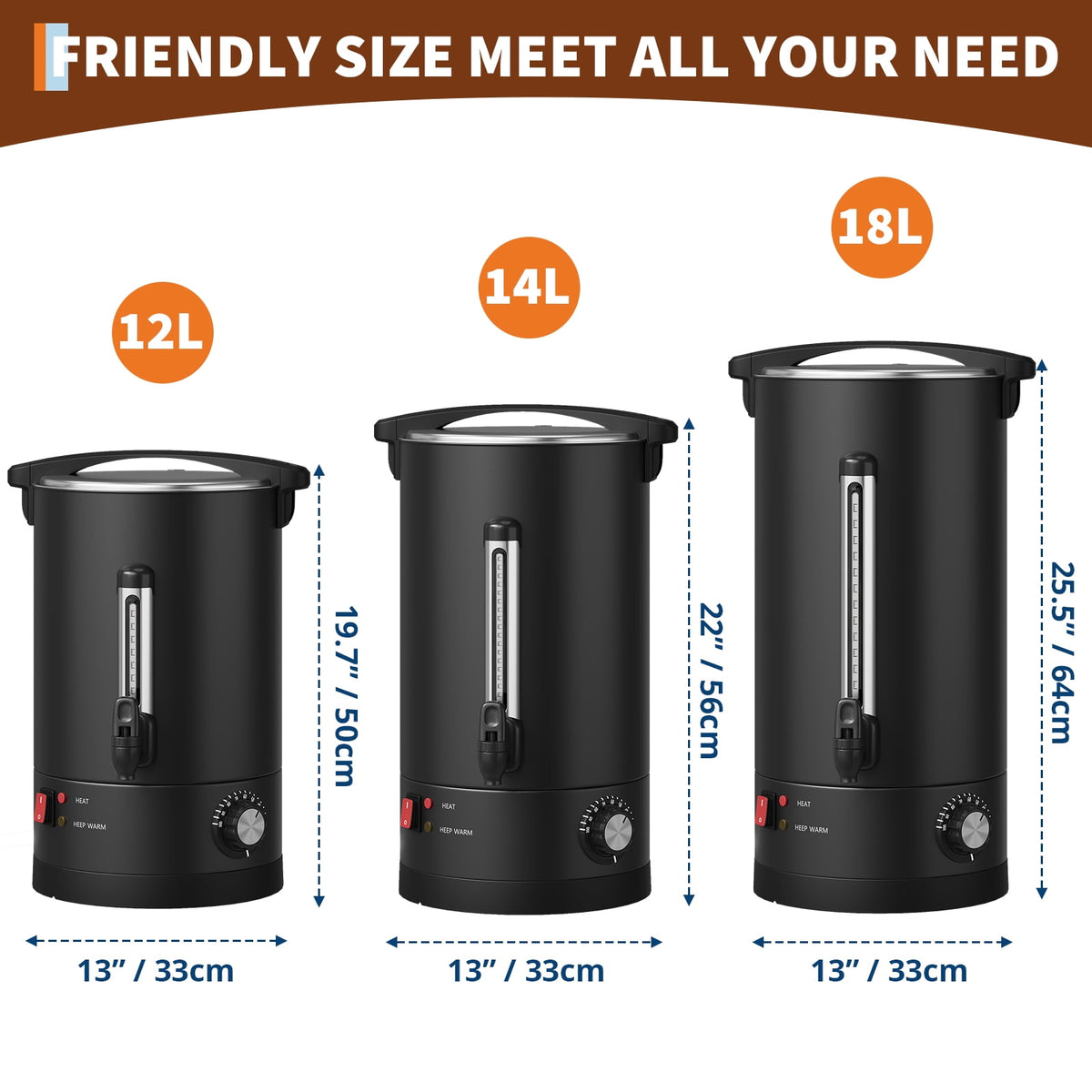 Garvee Stainless Steel Commercial Coffee Urn, Hot Water Dispenser, Black
