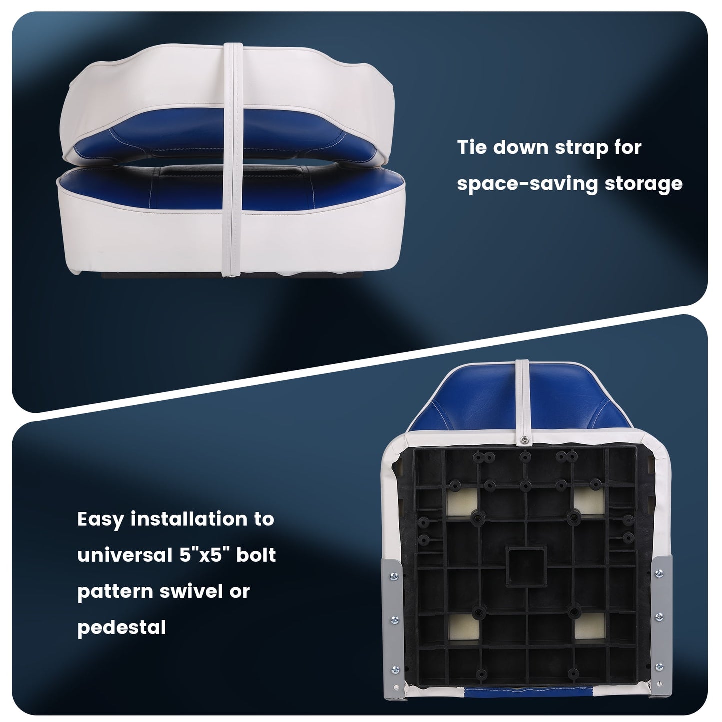Garvee Folding Boat Seats, High Back, 2 Pack, Thick Sponge Padding and Hinge