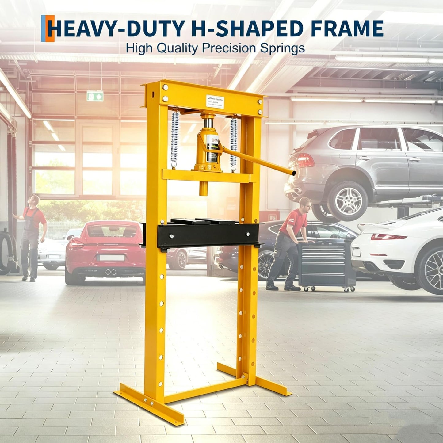 Garvee Hydraulic Shop Press, H-Frame Heavy Duty Steel, Yellow